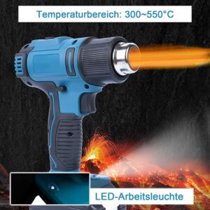 KrafTech KT/BHBL-48V Akkumulátoros Hőlégfúvó 48V 550°C Dupla Akkús