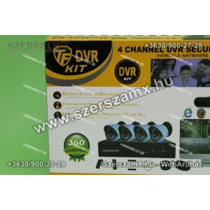 DVR H.264 4 kamerás Online éjjellátó térfigyelő kamera rendszer 320GB
