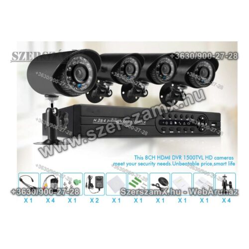 DVR H.264 Online éjjellátó térfigyelő kamera rendszer 4-kamerás - Szerszám Szerszam Szerszámok Szerszamok Barkacs Barkács Fűkasza Láncfűrész Bozótvágó Kertészet Gép Hegesztő Hegesztéstechnika